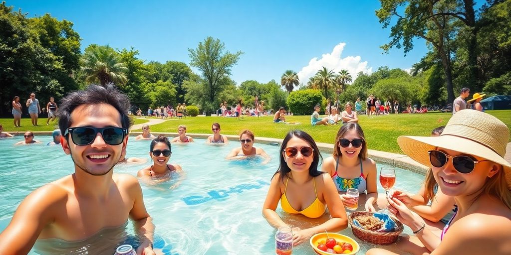Menschen genießen Sommeraktivitäten im Freien.