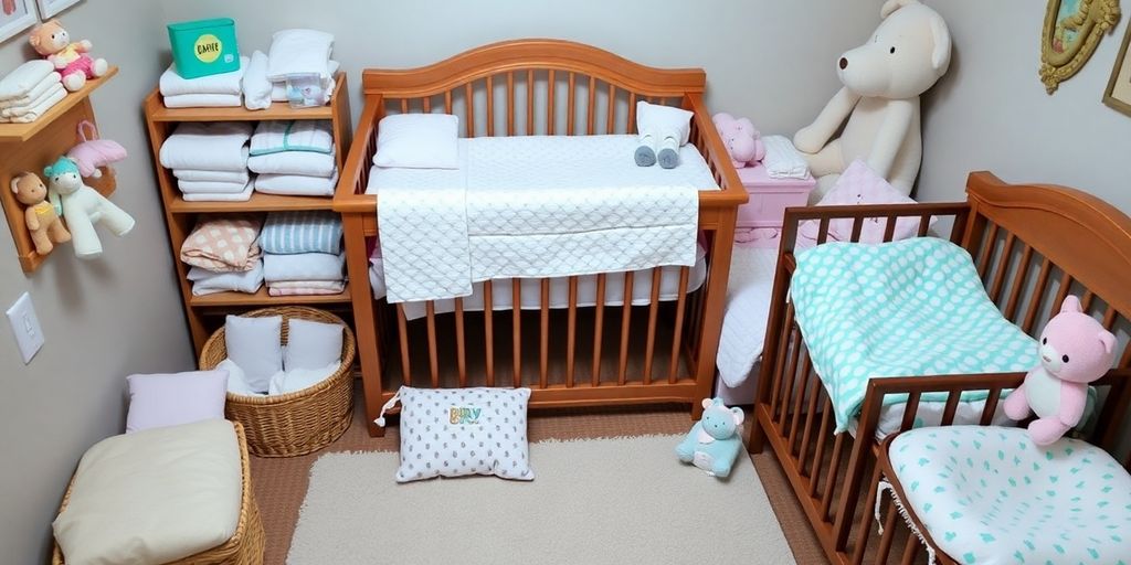 Babyzimmer mit Babyausstattung und Spielzeug.