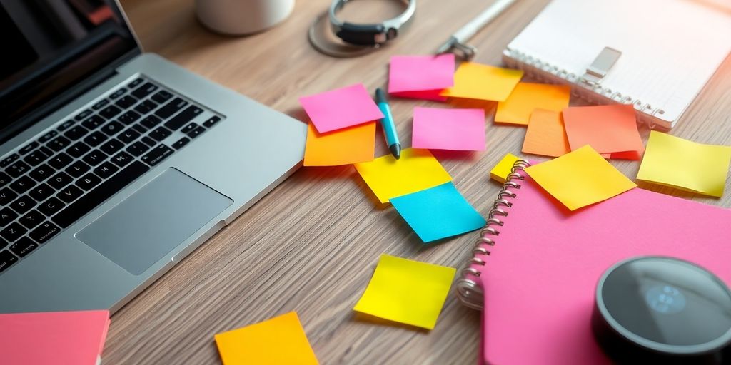 Büroarbeitsplatz mit Laptop und Notizblock für To-Do-Listen.