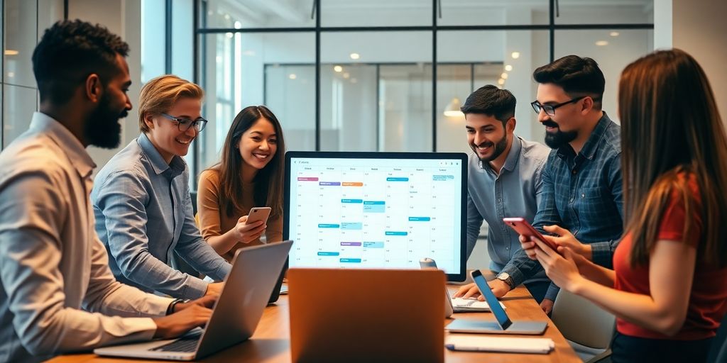 Ein Team in einem modernen Büro bei der Planung.