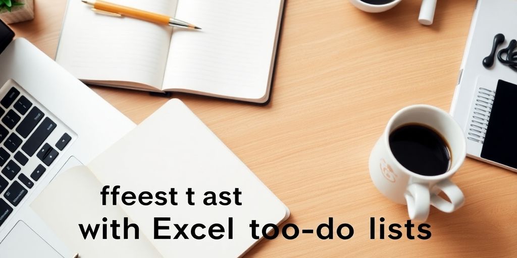 Schreibtisch mit Laptop, Notizbuch und Kaffeetasse.