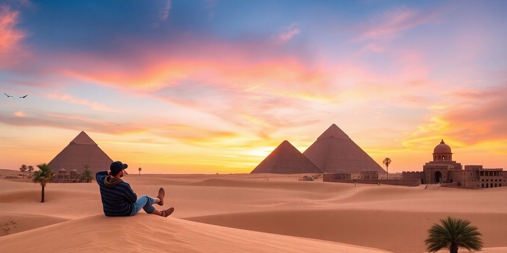 Ein Reisender entspannt sich in der ägyptischen Wüste.