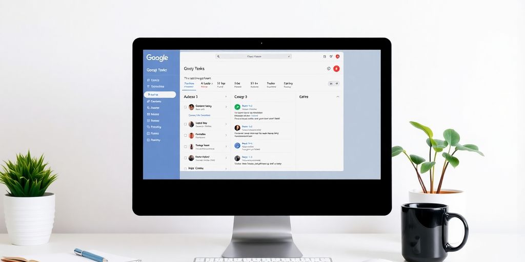 Ein produktiver Arbeitsplatz mit Google Tasks auf dem Bildschirm.