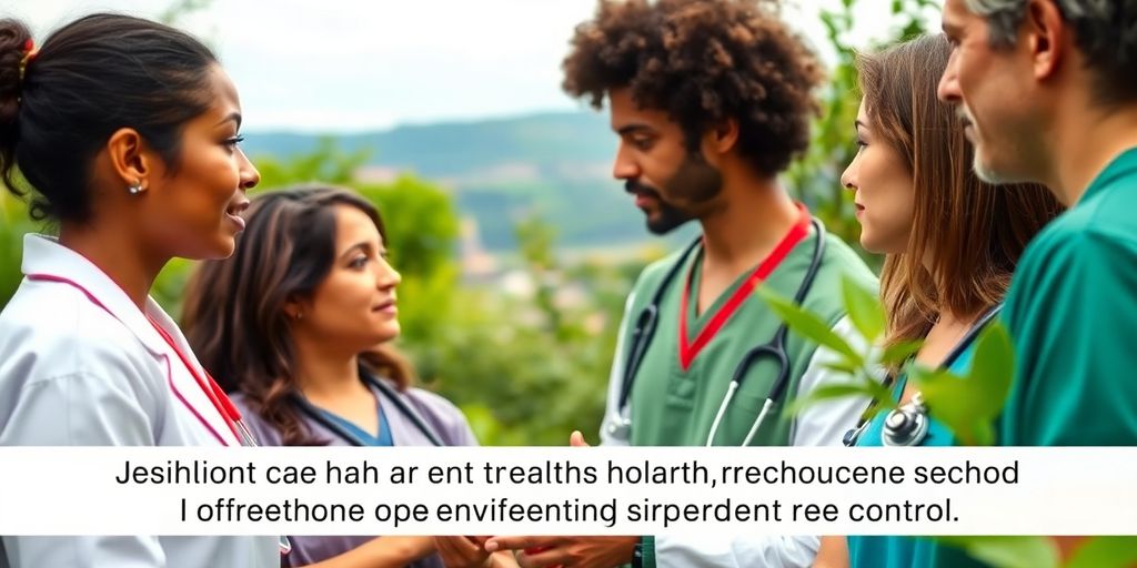 Gesundheitsexperten diskutieren im Grünen über öffentliche Gesundheit.