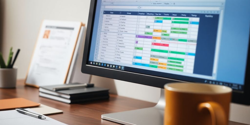 Ein Foto einer Excel-To-Do-Liste auf einem Bildschirm.