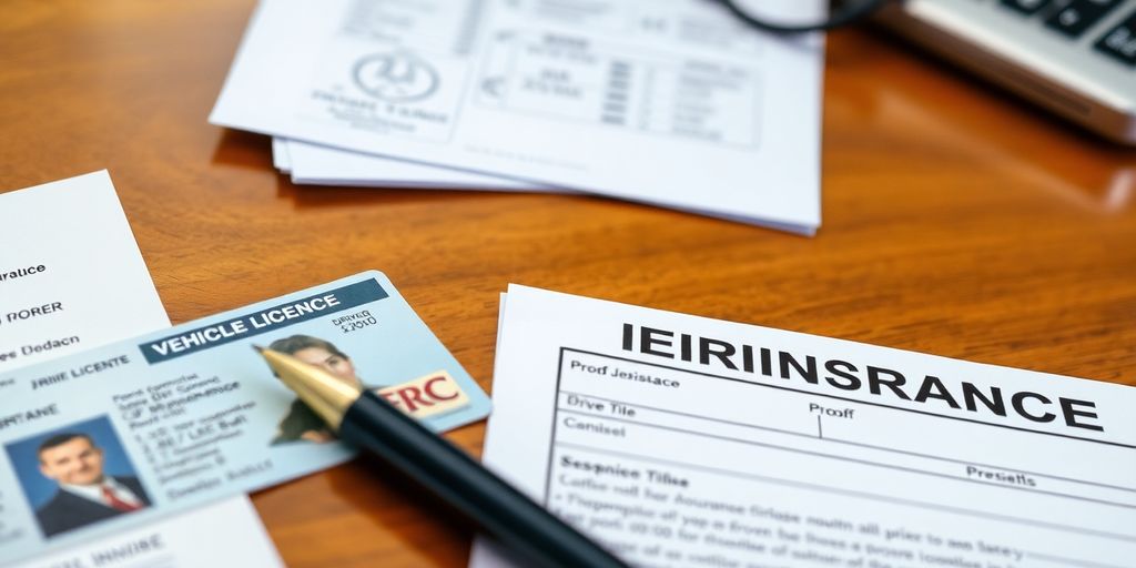 Dokumente für die KFZ-Zulassung auf einem Schreibtisch
