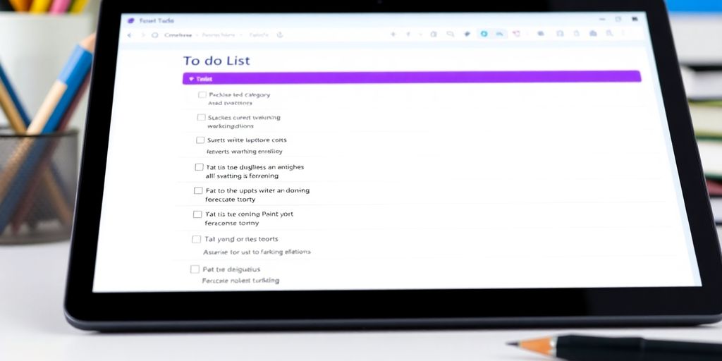 Ein gut organisiertes OneNote To-Do-Liste auf einem Tablet.