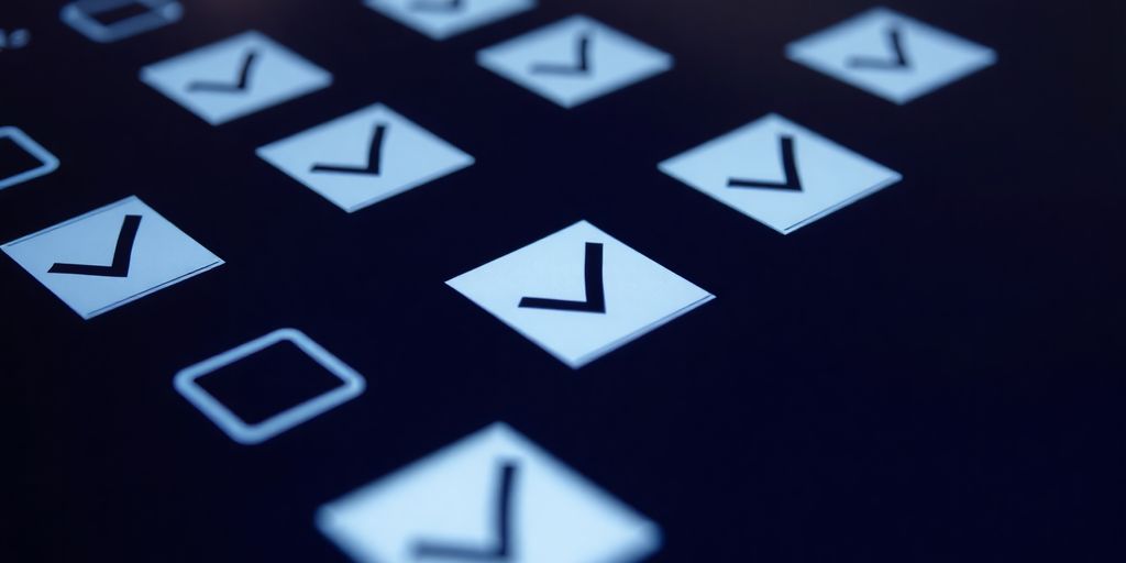 Interaktive Kontrollkästchen auf digitalem Interface.