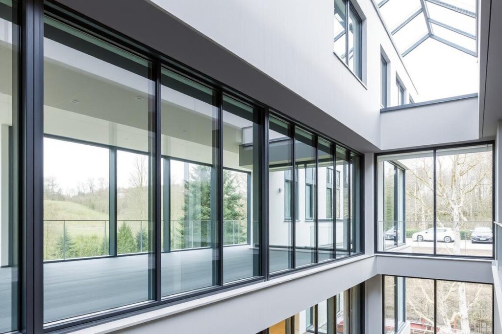 Großflächige Festverglasung in einem Siegener Neubau Großflächige Festverglasung in einem Siegener Neubau